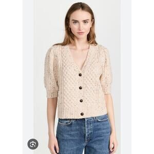 Rails Womens Cream Confetti Puff Sleeve Isla Cardigan Sweater XXS New